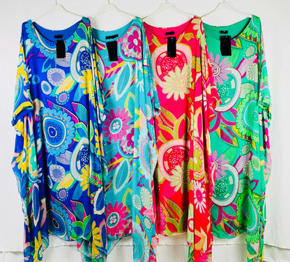 Long Silk Floral Tunic